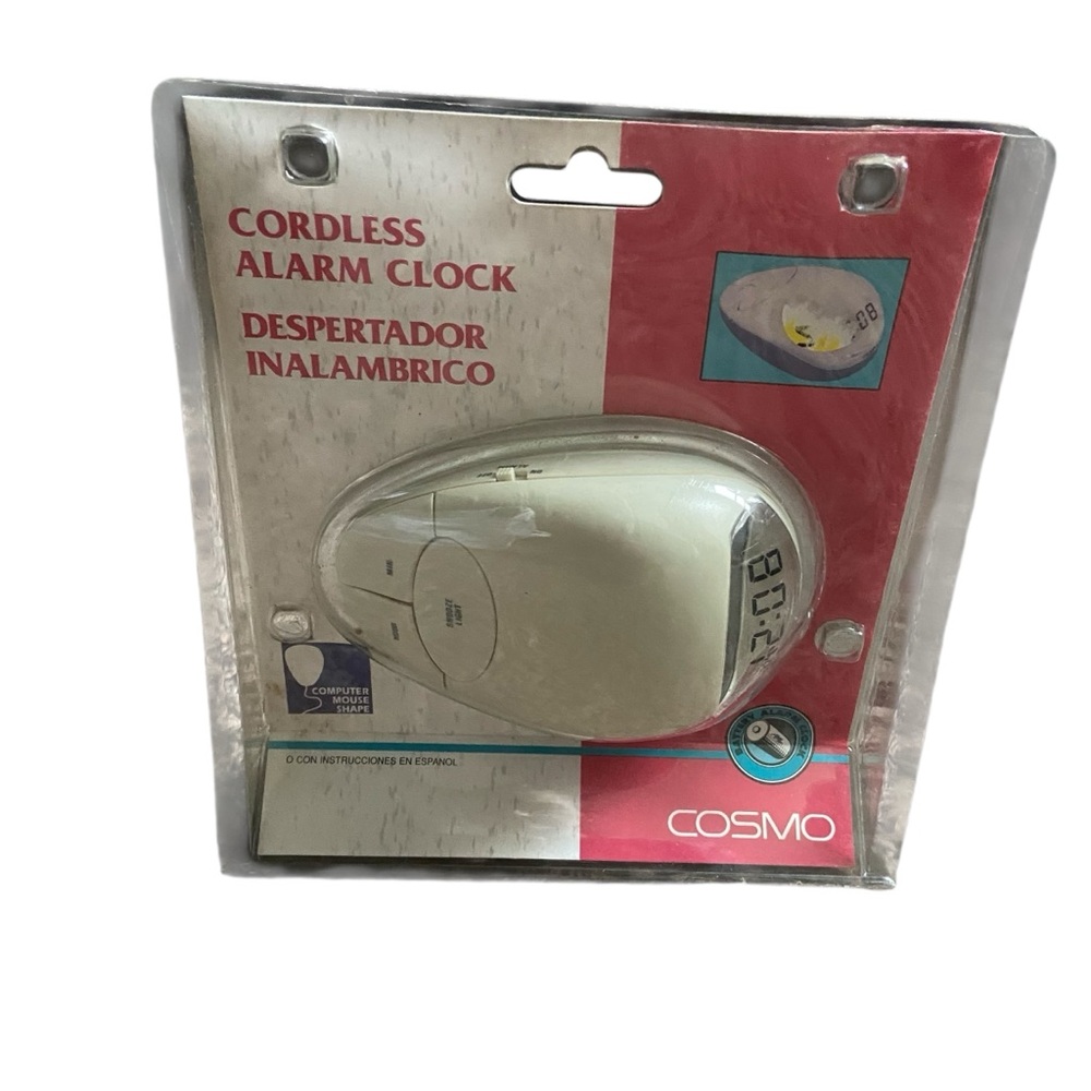 Vintage New In Box Cosmo Cordless Alarm Clock Computer Mouse Shape Battery Power